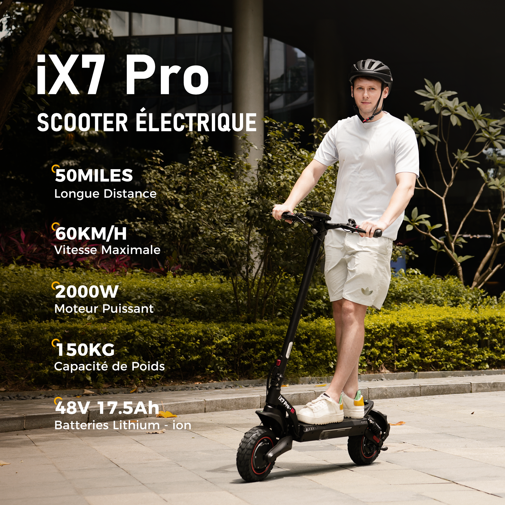 iScooter iX7Pro 2000W Trottinette électrique tout terrain avec application dédiée