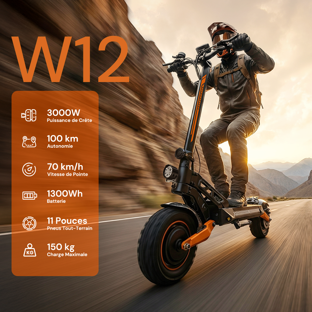 iScooter W12 3000W Trottinette Électrique Tout-Terrain